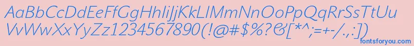 JohnsansWhiteProItalic Font – Blue Fonts on Pink Background
