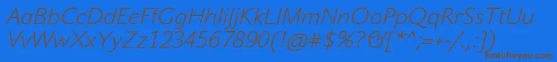 JohnsansWhiteProItalic Font – Brown Fonts on Blue Background