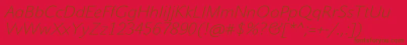 フォントJohnsansWhiteProItalic – 赤い背景に茶色の文字