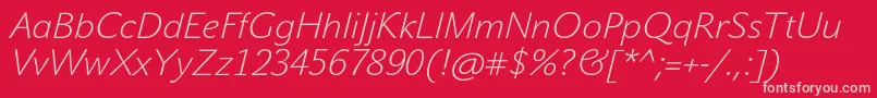 JohnsansWhiteProItalic-Schriftart – Rosa Schriften auf rotem Hintergrund