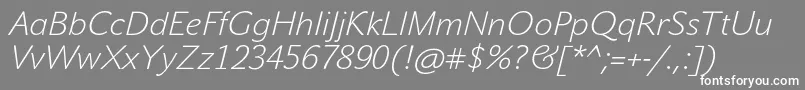 フォントJohnsansWhiteProItalic – 灰色の背景に白い文字