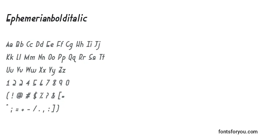 Ephemerianbolditalic-fontti – aakkoset, numerot, erikoismerkit