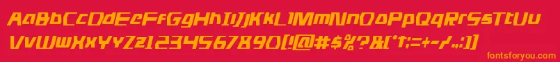 フォントDsmancondital – 赤い背景にオレンジの文字