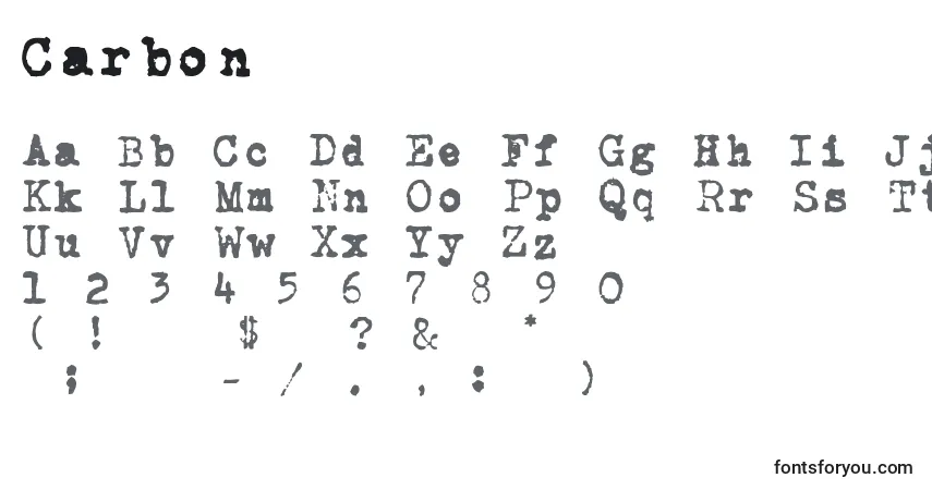Czcionka Carbon – alfabet, cyfry, specjalne znaki