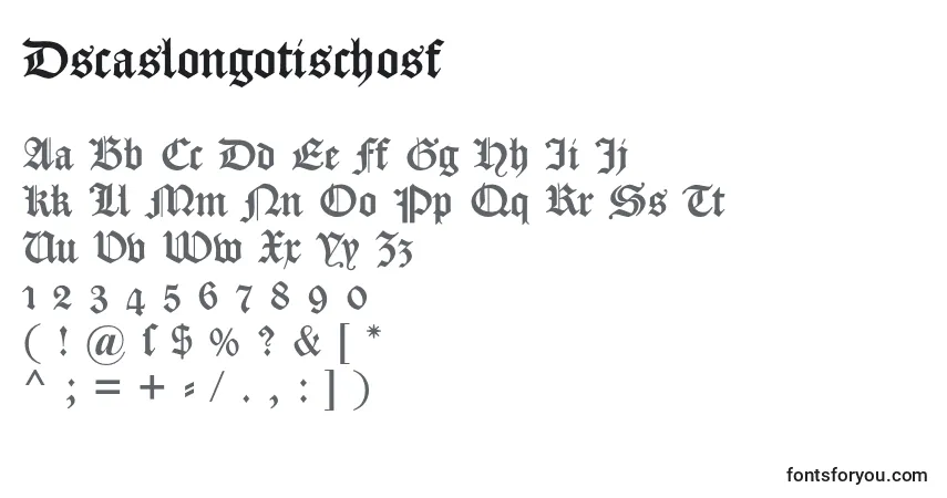 Шрифт Dscaslongotischosf (111437) – алфавит, цифры, специальные символы