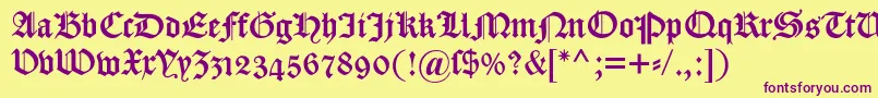 Dscaslongotischosf Font – Purple Fonts on Yellow Background