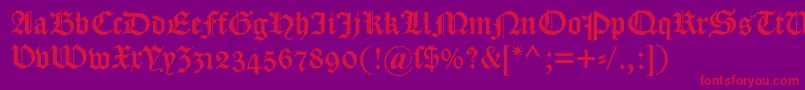 Dscaslongotischosf-Schriftart – Rote Schriften auf violettem Hintergrund