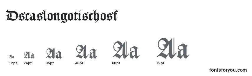 Größen der Schriftart Dscaslongotischosf (111437)