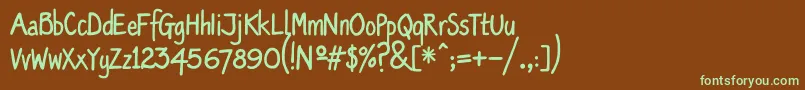 フォントOldscript – 緑色の文字が茶色の背景にあります。