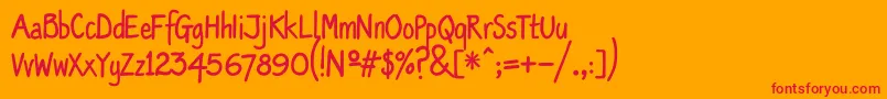 フォントOldscript – オレンジの背景に赤い文字