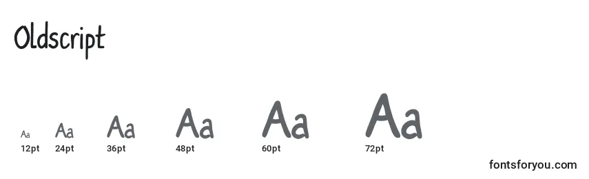 Размеры шрифта Oldscript