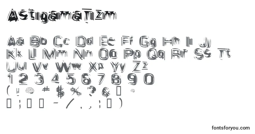 Czcionka AstigamaTizm – alfabet, cyfry, specjalne znaki