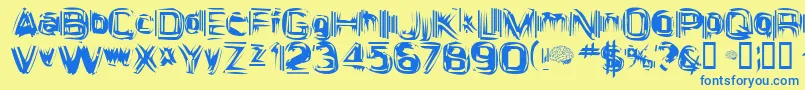 AstigamaTizm Font – Blue Fonts on Yellow Background