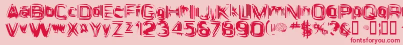 フォントAstigamaTizm – ピンクの背景に赤い文字