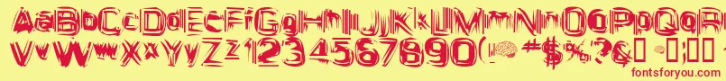 AstigamaTizm Font – Red Fonts on Yellow Background