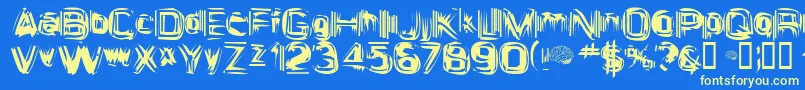 AstigamaTizm Font – Yellow Fonts on Blue Background