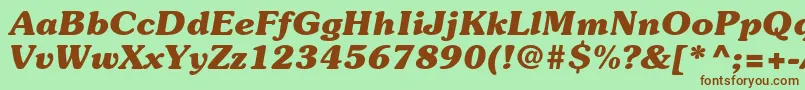 SouvenirstdBolditalic Font – Brown Fonts on Green Background