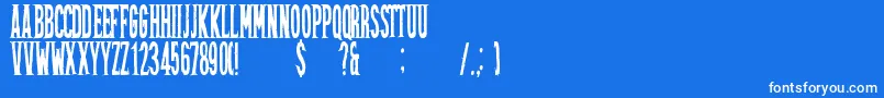 Friztonregular-Schriftart – Weiße Schriften auf blauem Hintergrund