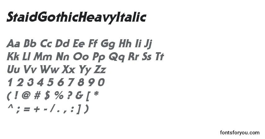 Шрифт StaidGothicHeavyItalic – алфавит, цифры, специальные символы