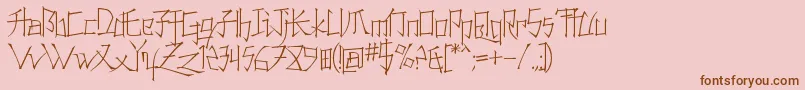 Konfuct-Schriftart – Braune Schriften auf rosa Hintergrund
