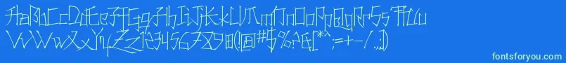 Konfuct-fontti – vihreät fontit sinisellä taustalla