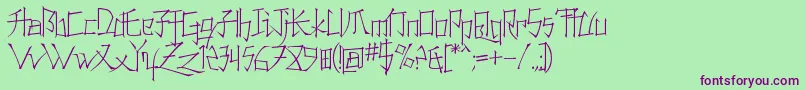 Konfuct-fontti – violetit fontit vihreällä taustalla