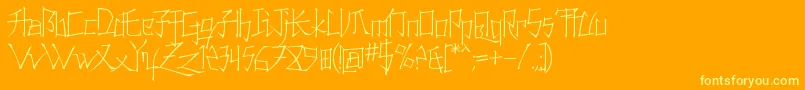 Konfuct-Schriftart – Gelbe Schriften auf orangefarbenem Hintergrund