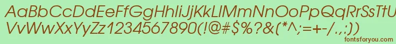 AvantgardegothicgttItalic-fontti – ruskeat fontit vihreällä taustalla