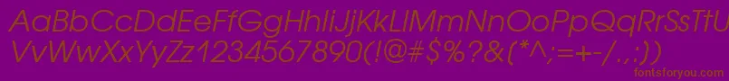 AvantgardegothicgttItalic-Schriftart – Braune Schriften auf violettem Hintergrund