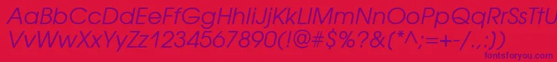 AvantgardegothicgttItalic Font – Purple Fonts on Red Background