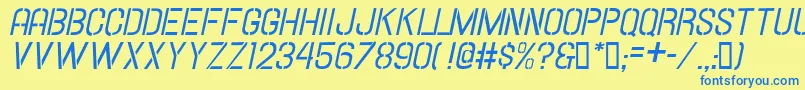 HallandaleStencilItalicJl Font – Blue Fonts on Yellow Background