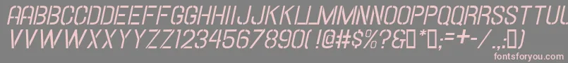 フォントHallandaleStencilItalicJl – 灰色の背景にピンクのフォント