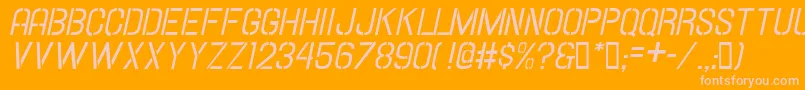 Lisätietoja HallandaleStencilItalicJl-fontista HallandaleStencilItalicJl-fontti – vaaleanpunaiset fontit oranssilla taustalla