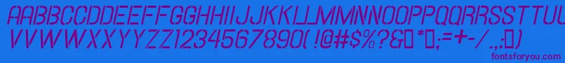 HallandaleStencilItalicJl Font – Purple Fonts on Blue Background