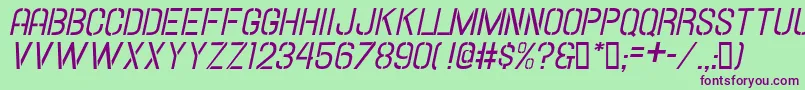 HallandaleStencilItalicJl Font – Purple Fonts on Green Background