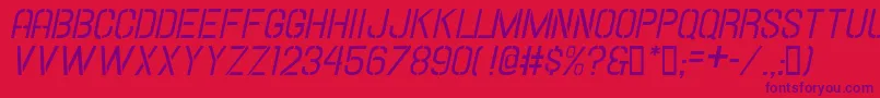 Więcej informacji o czcionce HallandaleStencilItalicJl Czcionka HallandaleStencilItalicJl – fioletowe czcionki na czerwonym tle