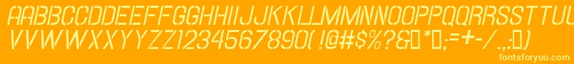 Fonte HallandaleStencilItalicJl – fontes amarelas em um fundo laranja