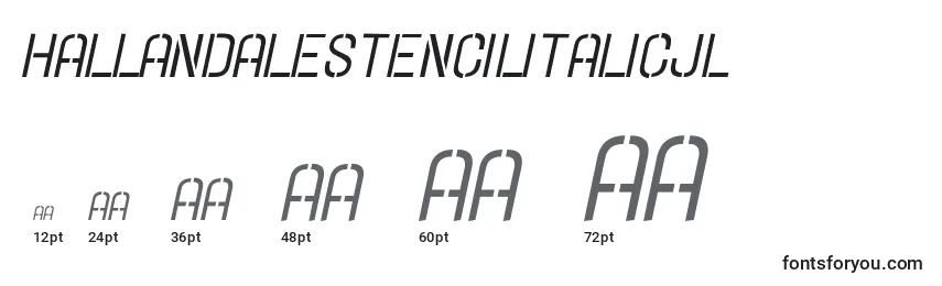 HallandaleStencilItalicJl Font Sizes