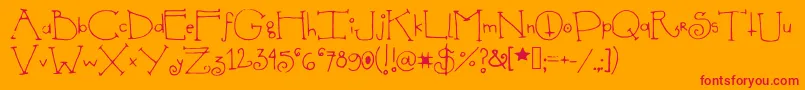 Shedevil-Schriftart – Rote Schriften auf orangefarbenem Hintergrund
