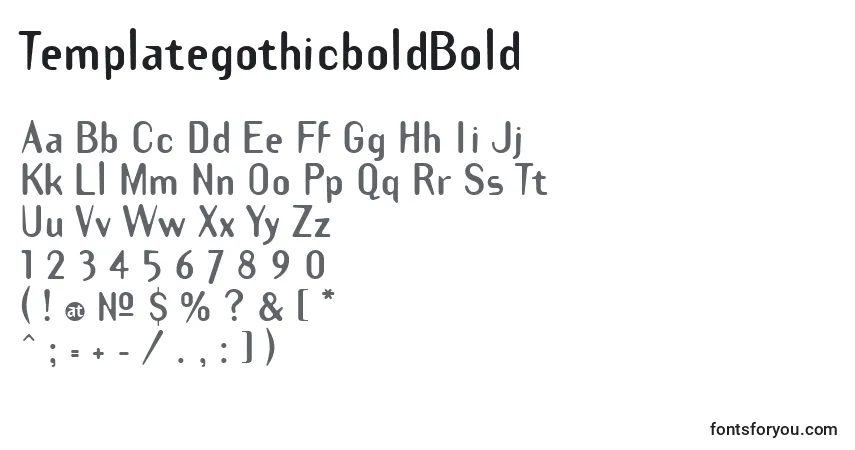 Czcionka TemplategothicboldBold – alfabet, cyfry, specjalne znaki
