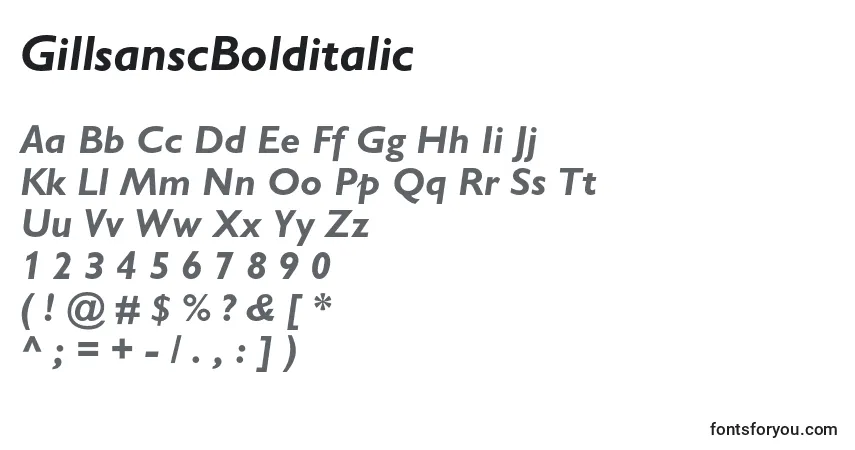 Schriftart GillsanscBolditalic – Alphabet, Zahlen, spezielle Symbole