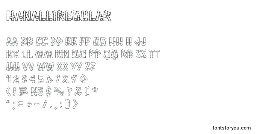 A fonte HanaleiRegular – alfabeto, números, caracteres especiais