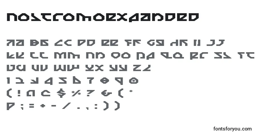 Czcionka NostromoExpanded – alfabet, cyfry, specjalne znaki