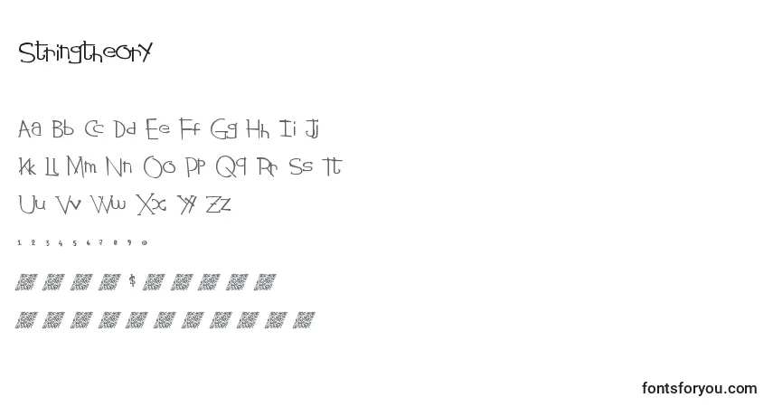 Schriftart Stringtheory – Alphabet, Zahlen, spezielle Symbole