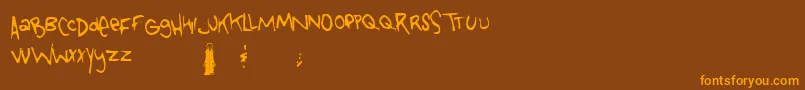 Tongoc-Schriftart – Orangefarbene Schriften auf braunem Hintergrund