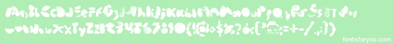 MiddleCoveBeachRocks1.0-Schriftart – Weiße Schriften auf grünem Hintergrund