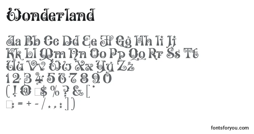Czcionka Wonderland – alfabet, cyfry, specjalne znaki
