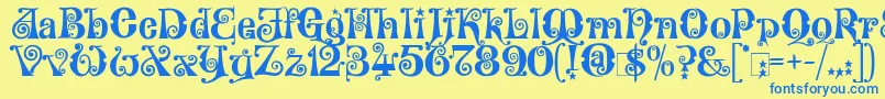Шрифт Wonderland – синие шрифты на жёлтом фоне