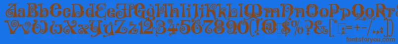 Wonderland-fontti – ruskeat fontit sinisellä taustalla