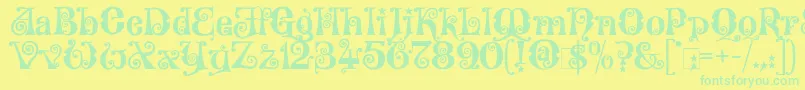 Więcej informacji o czcionce Wonderland Czcionka Wonderland – zielone czcionki na żółtym tle
